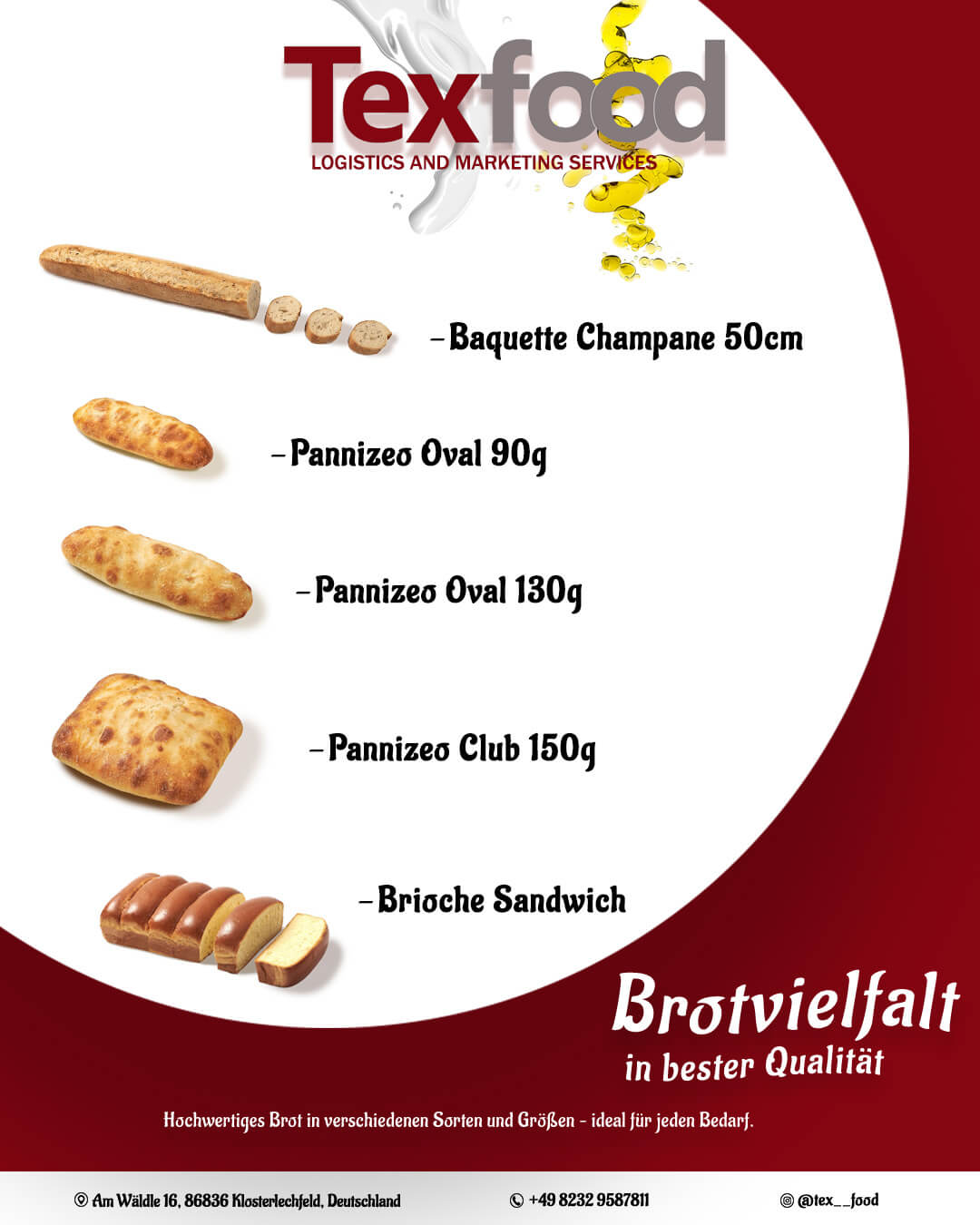 Hochwertiges Brot in verschiedenen Sorten und Größen